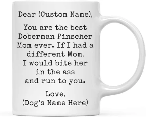 Miniatura 116 de Andaz Press Taza de café personalizada divertida con texto en inglés "Dog Mom", regalo de broma para la mejor mamá de perro cocker spaniel, muerde