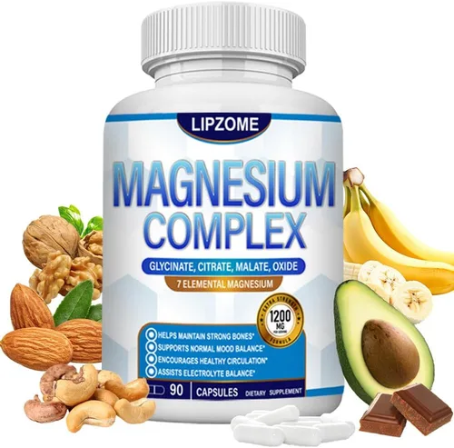 Suplemento Complejo de Magnesio 1200mg - Mezcla avanzada de magnesio 7 en 1 - Glicinato, Citrato, Malato, Taurato, Óxido, Aspartato, Orotato -