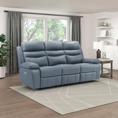 Miniatura 13 de Lexicon Silla Reclinable para Sala de Estar de Combinación de Cuero, Asientos para Cine en Casa, Sillón Reclinable Pegado a la Pared, Sillón Azul