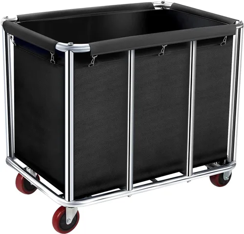 Miniatura 13 de Carrito de lavandería comercial con ruedas, cesta de lavandería rodante grande de 11.35 bushels con forro de lona impermeable extraíble, cestas