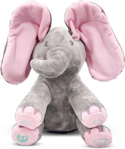 Dimple Kaia Elefante de Peek A Boo, Animal de Peluche Cantando Interactivo con Orejas en Movimiento, Animal de Peluche Musical para Bebés y Niños