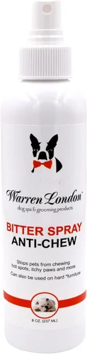 Warren London Spray antimasticable amargo para perros y gatos – Fórmula de manzana extra amarga de 8 onzas | Ayuda de entrenamiento segura y humana