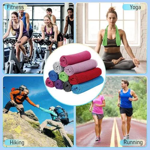 Miniatura 5 de BBTO Paquete de 50 toallas refrescantes a granel – Toalla de hielo transpirable de microfibra para cuello frío y cara – Yoga de verano, deportes