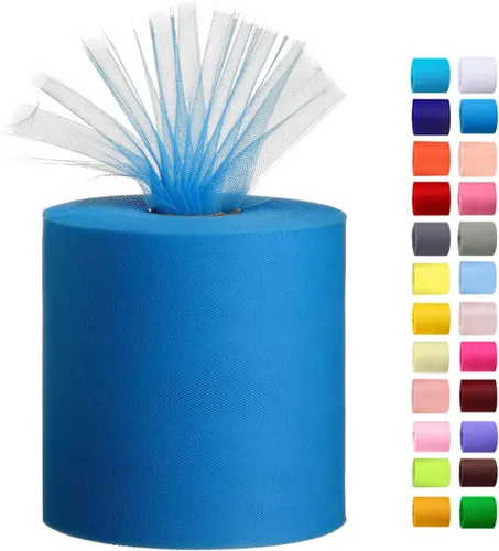 Miniatura 33 de Rollo de tela de tul, 6 pulgadas por 200 yardas (600 pies), carrete de tela de organza de tul para bricolaje, falda tutú, decoración de baby shower