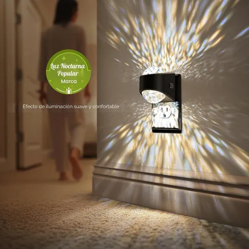 Miniatura 2 de Briignite - Luz nocturna enchufable en la pared, luz nocturna que cambia de color para niños, diseño de diamante de 3CCT con proyector de estrellas