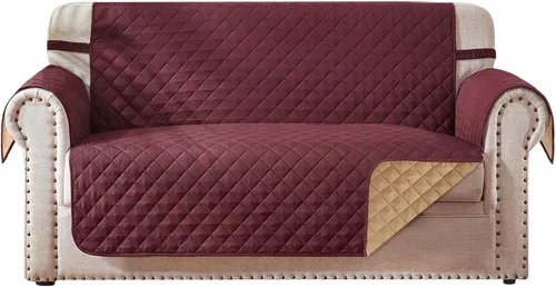 HOMERILLA Funda de sofá reversible de 2 cojines para perros, resistente al agua, lavable, protector de muebles para mascotas, con correas elásticas