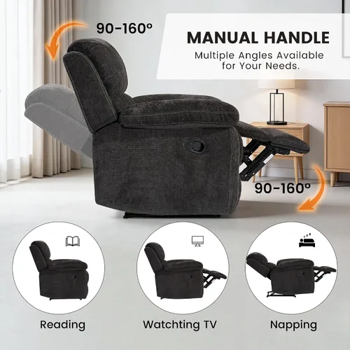 Miniatura 4 de Betsy Furniture Moderno juego de sofá reclinable de tela, sofá biplaza con consola, reclinable 8093 (negro, sofá + sofá biplaza) Breathable