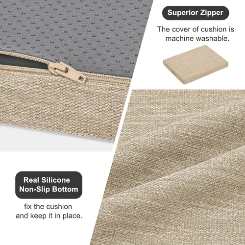 Miniatura 5 de baibu Cojines rectangulares de espuma viscoelástica, de doble capa, antideslizantes para sillas de comedor, cojines para taburete de banco de cocina