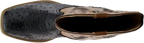 Miniatura 6 de Botas casuales para hombre ROPER con punta cuadrada y protuberancias estilo avestruz, de media pantorrilla - Marrón, Blanco