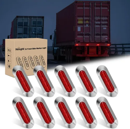 Miniatura 13 de Nilight 10 luces LED rojas de 3.8 pulgadas con 6 luces LED indicadoras laterales delanteras y traseras para 12 V, camión, remolque, caravana, Rojo