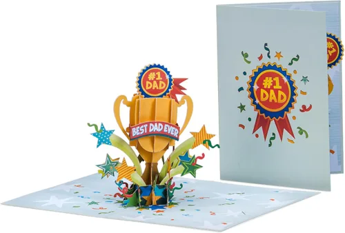 Miniatura 3 de Paper Love - Tarjeta desplegable para el día del padre, trofeo #1 Dad, para padre, marido, hijo, para todas las ocasiones, hecha a mano, cubierta