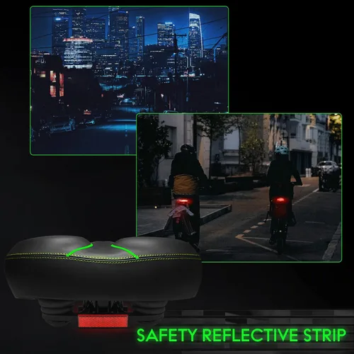 Miniatura 5 de Asiento de bicicleta de gran tamaño, asiento de bicicleta ancho para comodidad de mujeres y hombres, sillín de bicicleta universal impermeable
