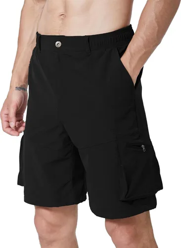Pantalones cortos tipo cargo para hombre, ligeros, de secado rápido, para senderismo, uso casual, con bolsillos, para viajes, gimnasio