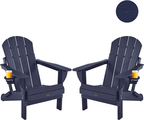 Miniatura 15 de Ciokea Silla Adirondack plegable con textura de madera, silla Adirondack para patio, resistente a la intemperie, silla de plástico para hoguera