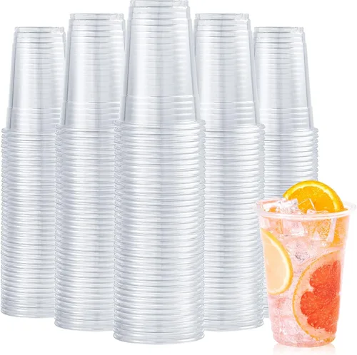 Miniatura 12 de Turbo Bee Paquete de 100 Vasos de Plástico Transparente de 9 oz, Vasos Desechables de Plástico Transparente para Beber, Vasos de Fiesta de Plástico