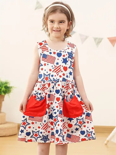 Miniatura 5 de Vieille Vestido sin mangas para niñas pequeñas, lindo vestido de verano con bolsillo, 2-7 años