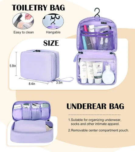 Miniatura 3 de Cubos de embalaje de compresión para viajes, juego de 8 cubos de embalaje con bolsa de aseo para accesorios de viaje, bolsa organizadora