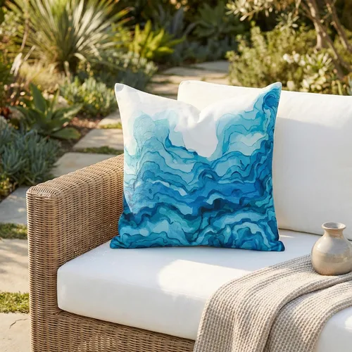 Fab Habitat Almohadas para interiores y exteriores hechas de hilo de poliéster reciclado, resistente a las manchas, lavable a máquina, inserto Ondas