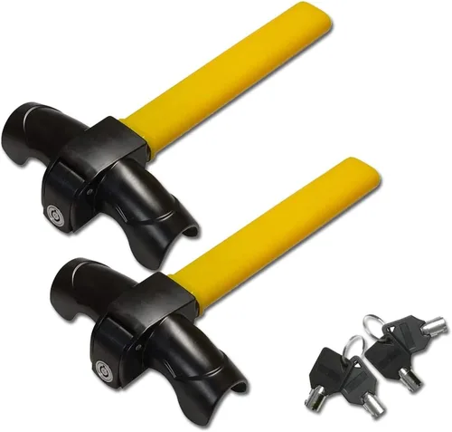 Miniatura 8 de VaygWay Cerradura universal para volante de automóvil, llave de cilindro antirrobo de bloqueo de rueda para automóvil, rotativo antirrobo