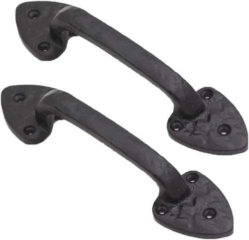 Miniatura 8 de Paquete de 2 manijas de barra recta de 8 pulgadas para puerta de granero, tiradores de hierro fundido negro para puertas correderas, puertas