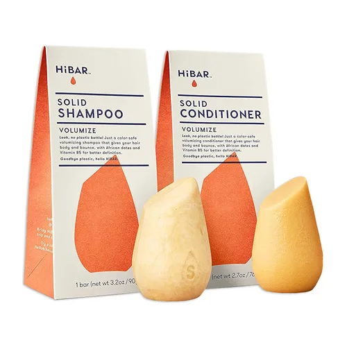 HiBAR - Juego de champú y acondicionador voluminizador - Para cabello fino y liso - Añade cuerpo, definición y volumen - Dátiles africanos y