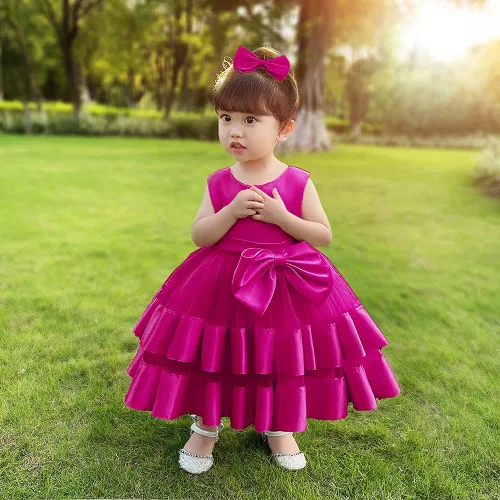 Miniatura 6 de 3M-6T Vestido de fiesta de tul con volantes y encaje sin espalda para niña pequeña