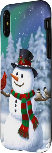 Miniatura 6 de Funda para iPhone 17 con diseño de muñeco de nieve y pájaros en invierno