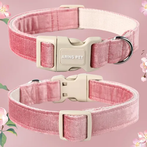 Miniatura 3 de ARING PET Collar rosa para perro, lindo collar para perros pequeños, collares de algodón ligero para bodas y mascotas con hebilla de liberación