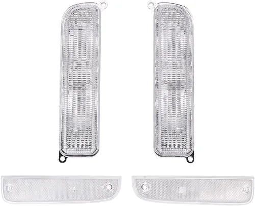 Miniatura 2 de Juego de luces de señal para Jeep 97-01 XJ - Juego de luces de señal de giro para parachoques de cristal blanco + luces de marca lateral