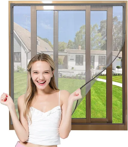 NeatiEase Pantalla magnética ajustable para ventana de 32 x 24 pulgadas, se adapta a cualquier tamaño de malla de fibra de vidrio con marco gris más