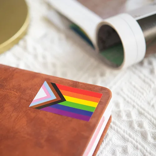 Miniatura 3 de 250 calcomanías de bandera arcoíris de Daniel Quasar Progress Pride para homosexuales, lesbianas, transgénero, conciencia LGBTQ, desfiles y eventos