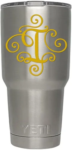 Miniatura 93 de Monogram - Calcomanía troquelada/vinilo adhesivo. Haga clic para opciones de color/letra. Disponible en cuatro colores y todas las letras de la A