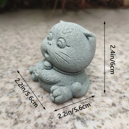 Miniatura 4 de livelyfish Estatua de gato de pesca, figuras de pescador, escultura de piedra arenisca para jardín de hadas, acuario, pecera, bonsái, decoración