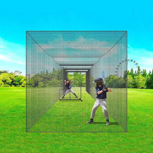 Miniatura 45 de VEVOR Jaula de bateo de béisbol, red profesional de entrenamiento de bateo de béisbol de sóftbol, resistente, resistente, cerrada, de polietileno