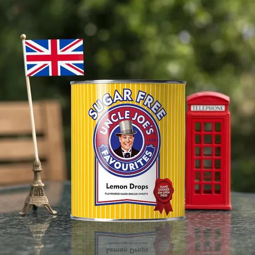 Miniatura 5 de Uncle Joe's Gotas de limón sin azúcar Dulces duros con sabor Caramelo para regar la boca Dulce británico antiguo Ideal para boca seca