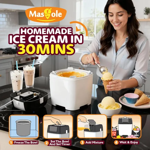Miniatura 4 de Máquina para hacer helados, máquina de helado de 1.6 cuartos de galón, sorbete y yogur congelado, tazón de congelador totalmente automático