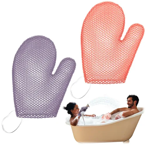 Miniatura 15 de Karenhi 2 guantes exfoliantes de panal de abeja, guantes de baño para spa, guante exfoliante de panal para ducha corporal, esponja para ducha, Negro