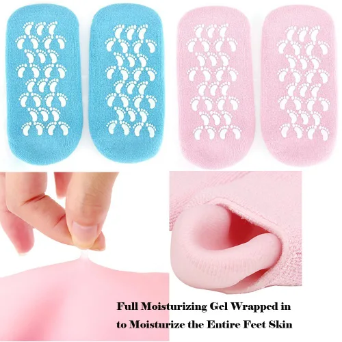 Miniatura 2 de Calcetines hidratantes de gel para el talón – Tratamiento de cuidado de pies áspero callos con forro de gel de silicona suave, calcetines de spa 2