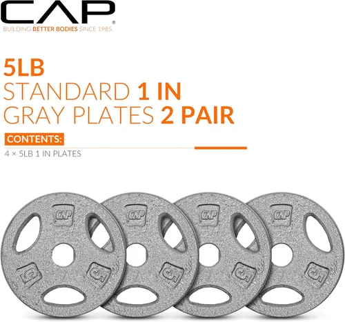 Miniatura 2 de CAP Barbell Placas de peso de agarre estándar de 1 pulgada Gris