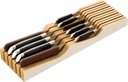 Miniatura 16 de Organizador de cajones de cuchillos grande, soporte para cuchillos de madera de bambú, bloque de cuchillos con capacidad para hasta 15 cuchillos
