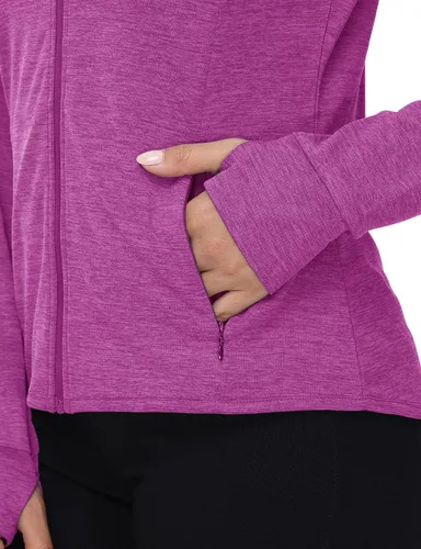 Miniatura 63 de TBMPOY Chaquetas con capucha y protección solar UPF 50+ para mujer, ligeras, de manga larga, para senderismo, exteriores, con cremallera completa