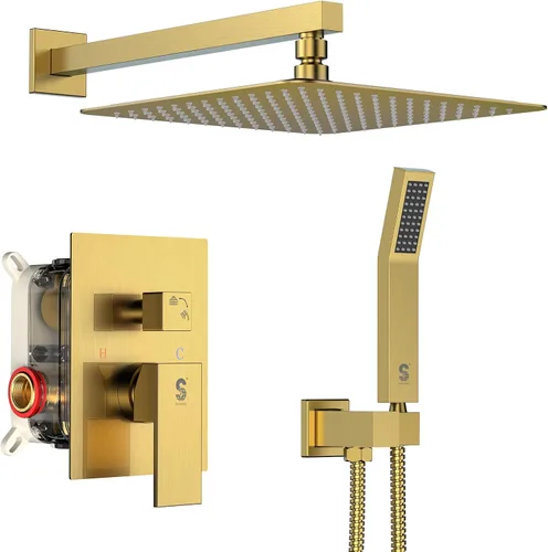 Miniatura 63 de SR SUN RISE ORB - Juego de cabezal de ducha cuadrado y mango de lluvia, accesorios de ducha montados en la pared, kits de reparación de grifo