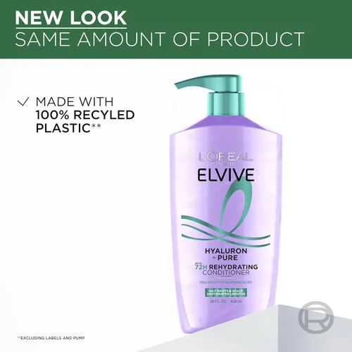 Miniatura 7 de L'Oreal Paris Elvive Hyaluron + Pure 72H Acondicionador rehidratante para cabello graso, acondicionador para cabello con ácido salicílico y ácido