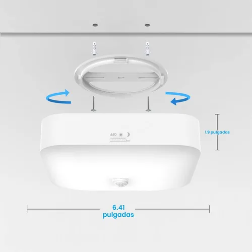 Miniatura 6 de WhitePoplar Luz de armario recargable con sensor de movimiento, luz de techo recargable con batería, inalámbrica, 500 lúmenes, luz activada por