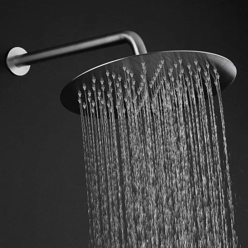 Miniatura 5 de Voolan Brazo de ducha con brida y cinta de teflón, brazo de extensión de cabezal de ducha para cabezal de ducha fijo de baño, acero inoxidable