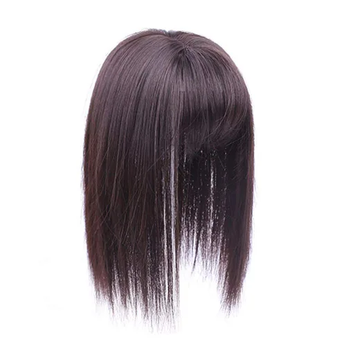 Miniatura 9 de RemeeHi - Peluca sintética de aspecto natural para cabello fino, con clip y flecos 3D, 14 pulgadas, color negro y marrón Negro Marrón