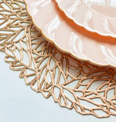 Miniatura 5 de Occasions: Paquete de 10 manteles individuales metálicos de vinilo prensado/decoración de boda (primavera, oro rosa)