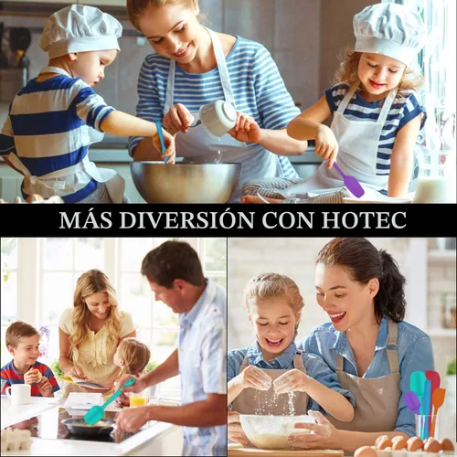 Miniatura 7 de HOTEC Juego de espátulas de goma de silicona de grado alimenticio resistentes al calor 600℉ para hornear, cocinar y mezclar, antiadherentes, aptas