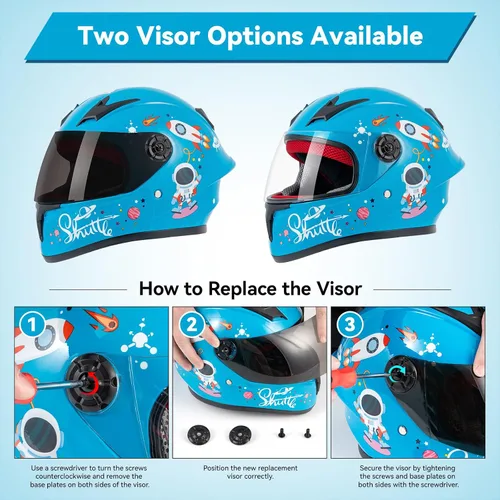 Miniatura 6 de Casco de motocicleta para niños, casco de cara completa para jóvenes, casco ligero aprobado por DOT para motocross, ATV, todoterreno, cascos