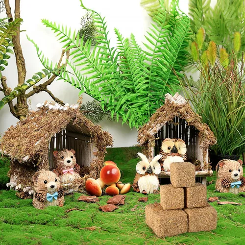 Miniatura 9 de Modelo de pajar en miniatura, 12 unidades, mini balas de heno para casa de muñecas, decoración de mesa de cosecha de otoño, pequeñas balas de heno